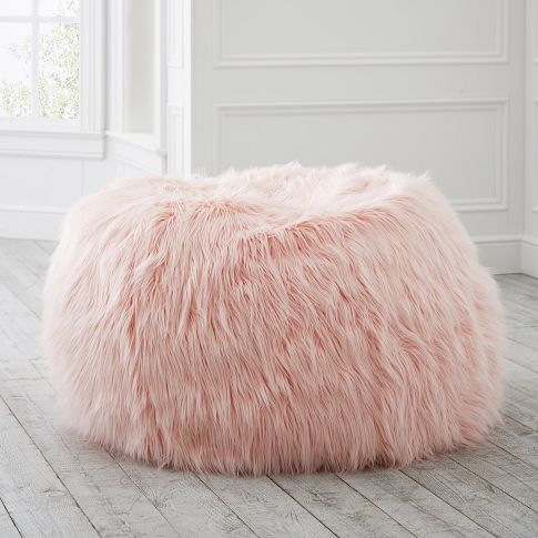 Himalayan Faux-Fur Deep Pink Bean Bag Chair Slipcover | Pottery Barn Teen