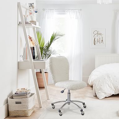 white leaning wall desk