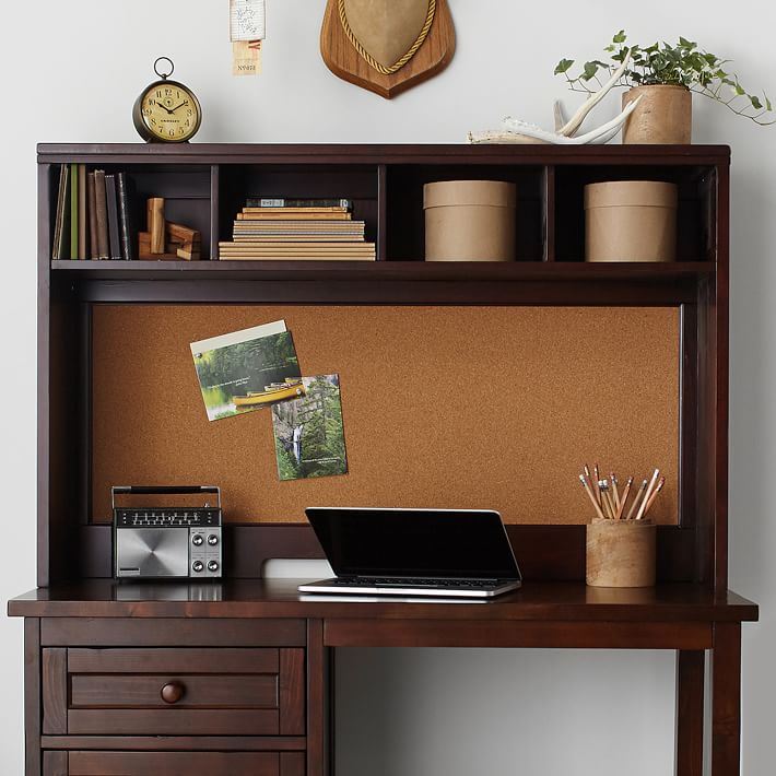 brown desk hutch