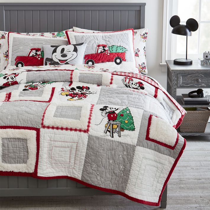 Disney Mickey Mouse Holiday Reversible Patchwork Quilt & Sham