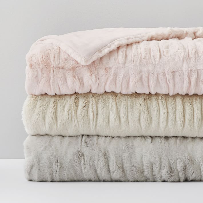 Ruched Faux-Fur Throw