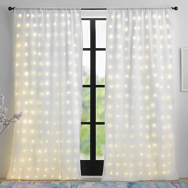 sheer curtain with fairy lights