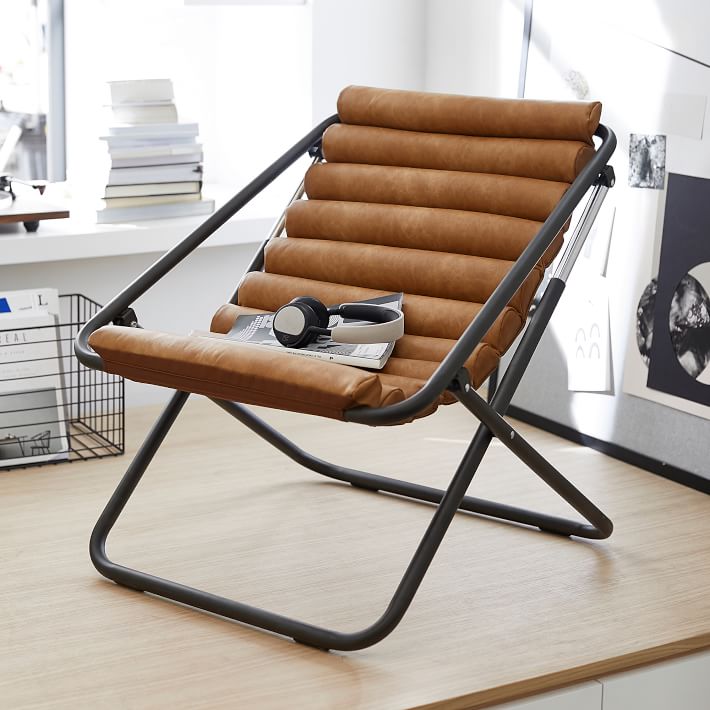 vegan leather sling chair