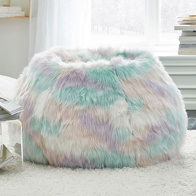 unicorn faux fur bean bag