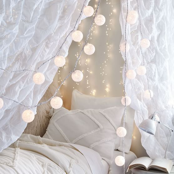 bedroom globe string lights