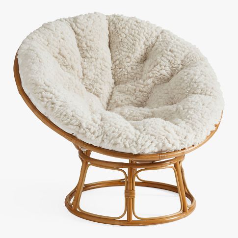 papasan chair white fuzzy