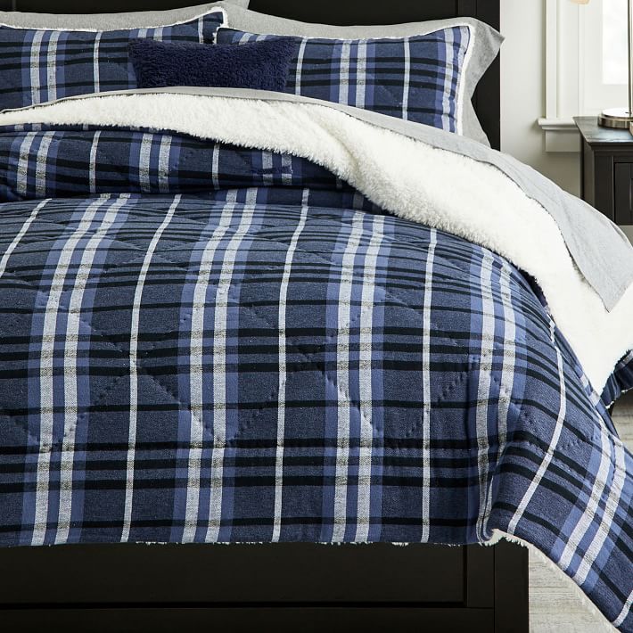 Basin Plaid Sherpa Comforter And Sham Pottery Barn Teen