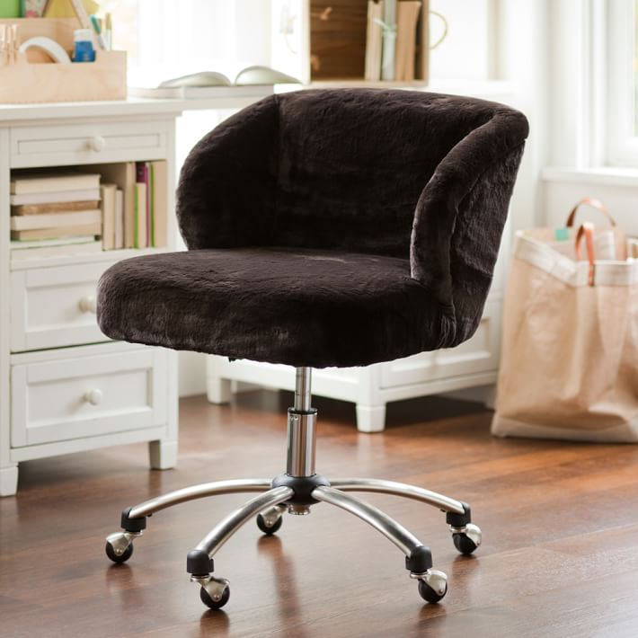 black fluffy desk chair