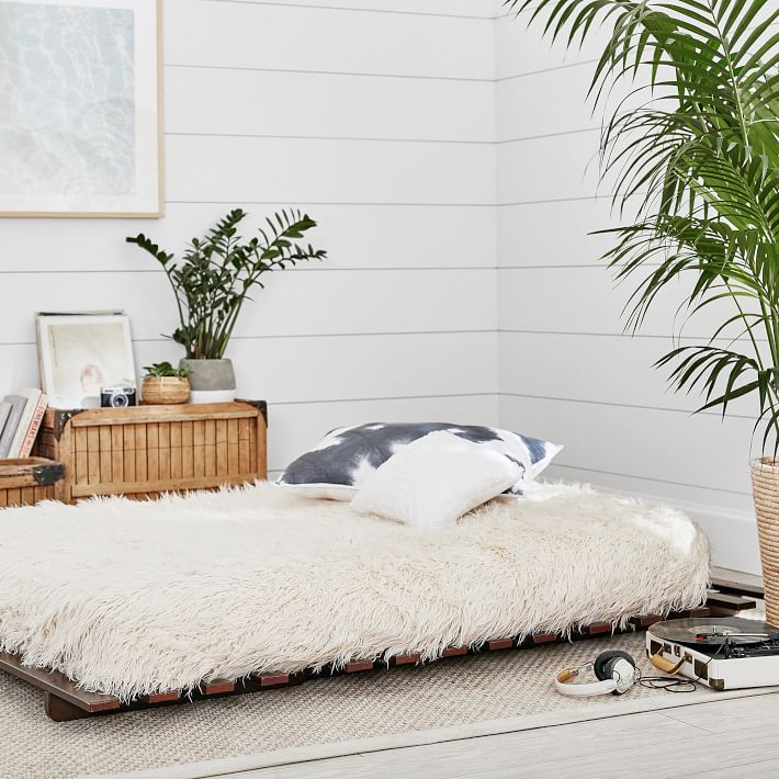 white fluffy futon