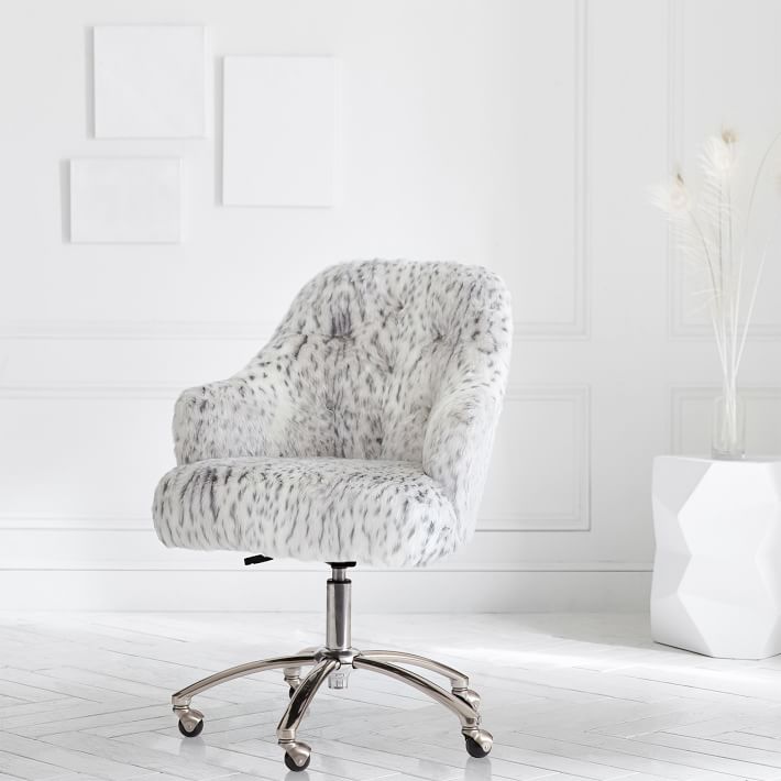 gray fur desk chair