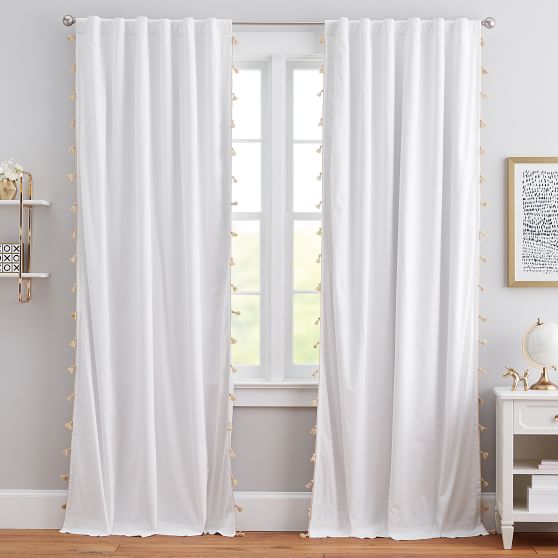 white curtain tassels