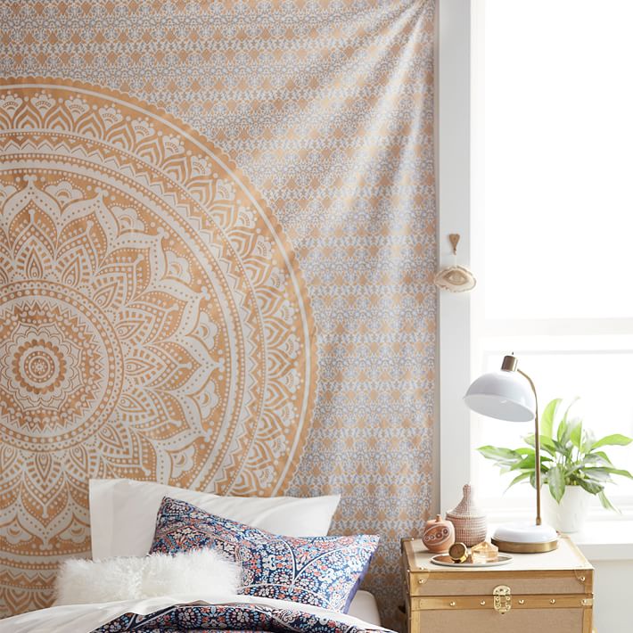 Printed Tapestry, Gold/White | Pottery Barn Teen