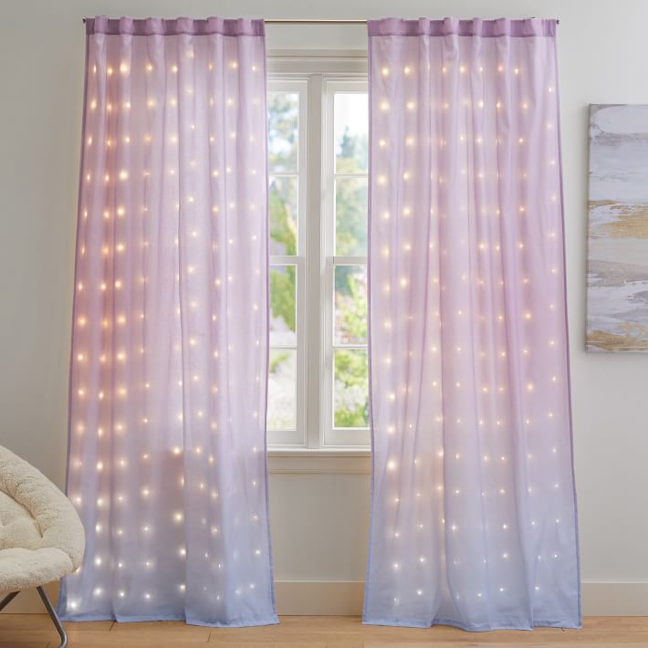 Fairy Light Sheer Curtain - Cool Multi