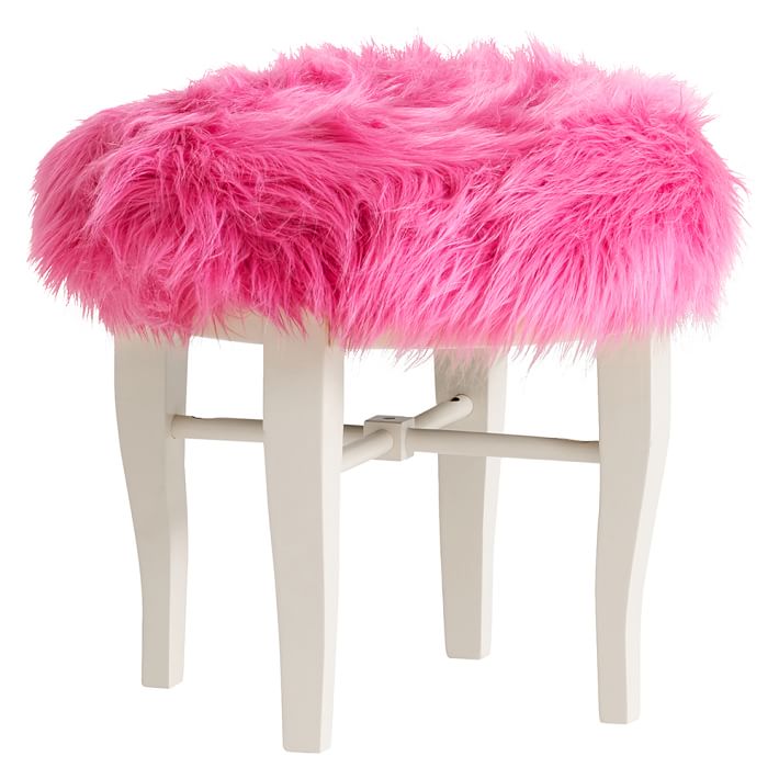 hot pink fur stool