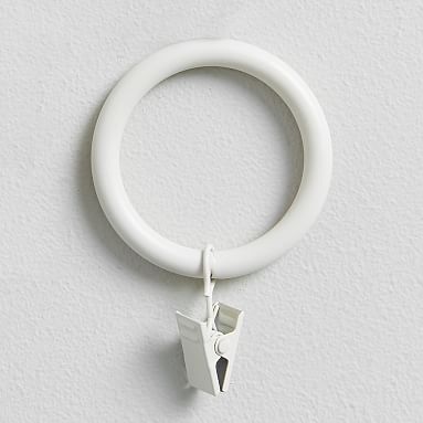 Classic Steel Curtain Rings with Clips .75'', White