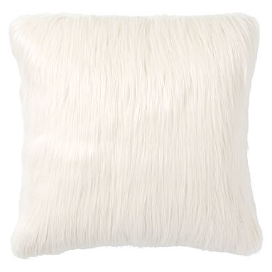 Himalayan Recycled Faux-Fur Pillow Cover, 18x18, Himalayan Ivory