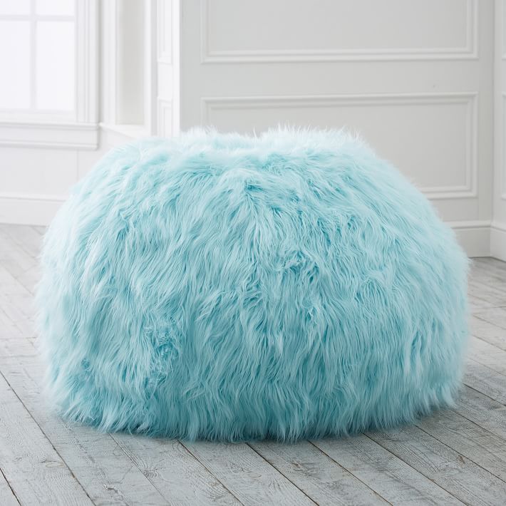 fluffy blue bean bag