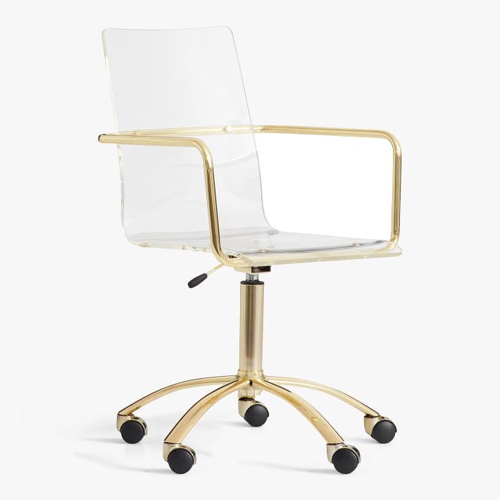 Paige Acrylic Swivel Desk Chair - Gold
