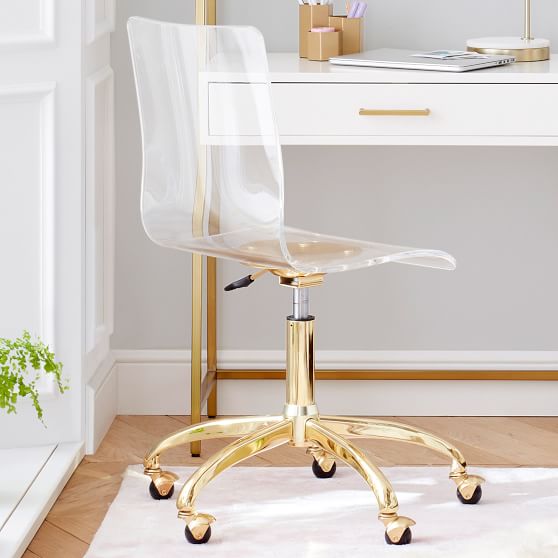 acrylic desk chair with gold legs