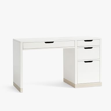 Rhys Storage Desk, Weathered White/Simply White
