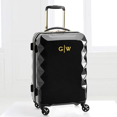 black spinner suitcase