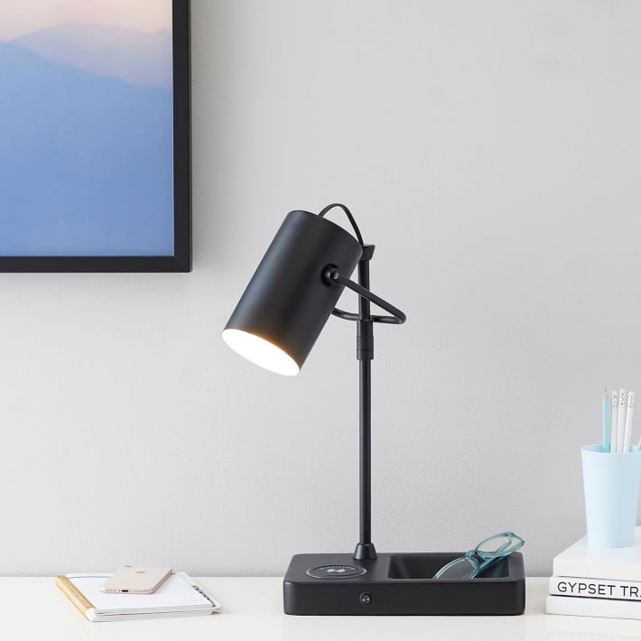 charging two tone desk lamp with catchall