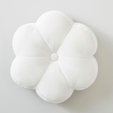 Flower Velvet Pillow, Shaped, Ivory