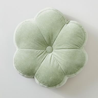 Flower Velvet Pillow, Shaped, Sage