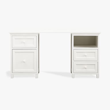 Beadboard Drawer & Cubby Smart Storage Desk, Simply White