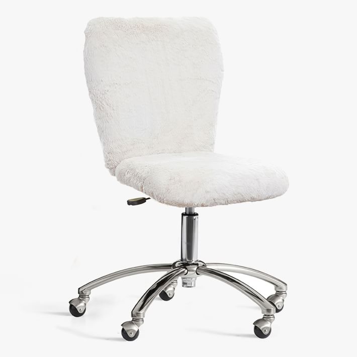 white fuzzy desk chairs