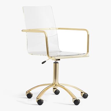 Paige Acrylic Swivel Desk Chair, Gold