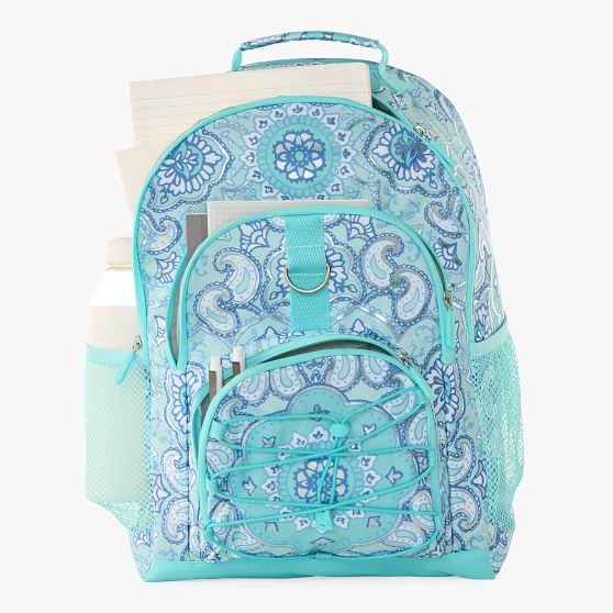 Gear-Up Aqua Silver Metallic Boho Medallion Backpack | Pottery Barn Teen