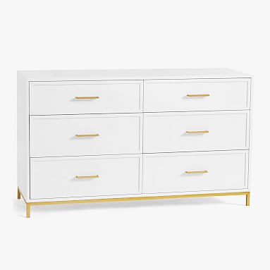 Blaire 6-Drawer Wide Dresser, Lacquered Simply White
