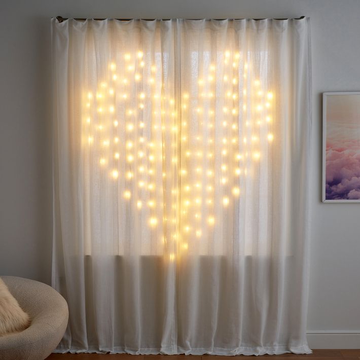 Heart Light-Up Sheer Curtain