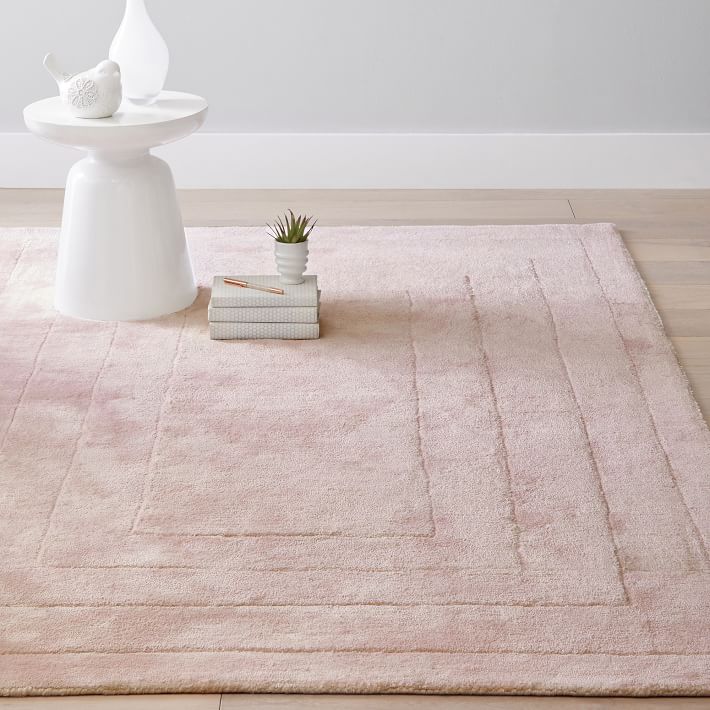 Carved Viscose Rug Light Gray Pottery Barn Teen