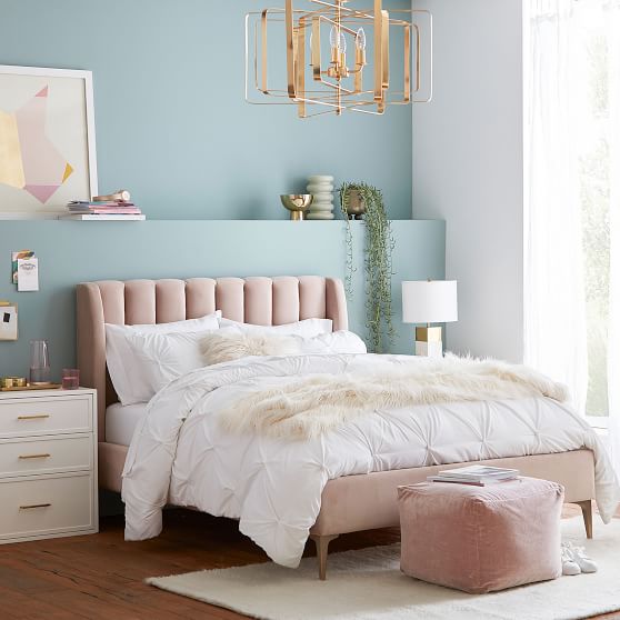 Avalon Channel Stitch Upholstered Bed | Teen Bed | Pottery Barn Teen