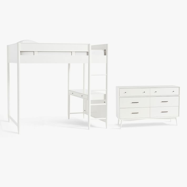 west elm x pbt MidCentury Loft Bed with Dresser Pottery Barn Teen
