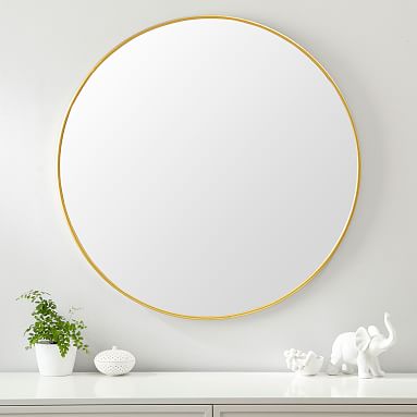 Metal Framed Round Mirror, Tuscan Gold, 36