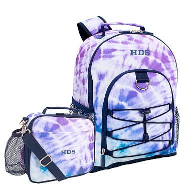 Purple Navy Laguna Tie Dye Small Backpack & Cold Pack Lunch Bundle