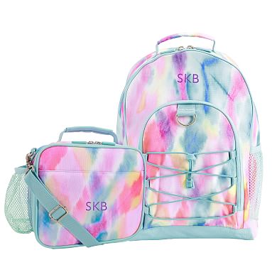 Watercolour Rainbow Tie Dye Small Backpack & Cold Pack Lunch Bundle