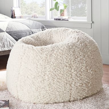 Jumbo Sherpa Natural Bean Bag Chair | Pottery Barn Teen