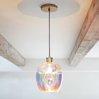 iridescent glass pendant light