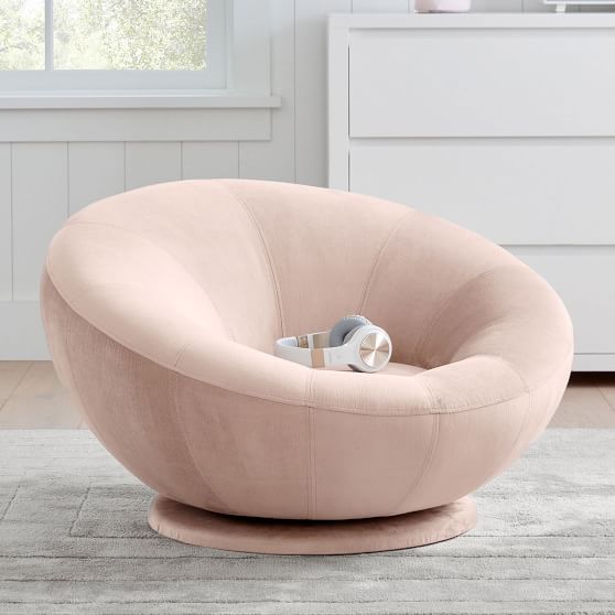 Lustre Velvet Dusty Blush Groovy Swivel | Pottery Barn Teen