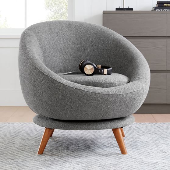 Tweed Charcoal Halo Swivel Chair Pottery Barn Teen