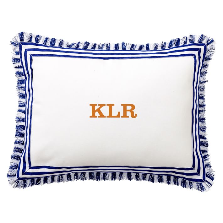 Fringe Border Navy Monogram Pillow Cover Pottery Barn Teen