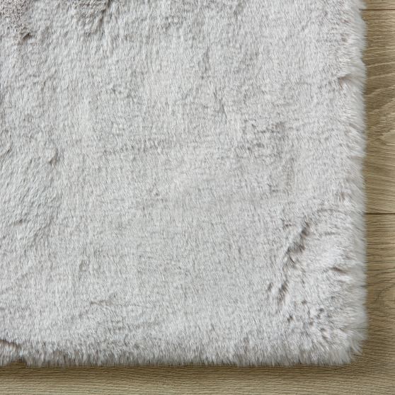 Washable FauxBunny Fur Rug Stone Gray Pottery Barn Teen