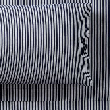 Organic Boxter Stripe Sheet Set, Extra Long Single, Navy/White