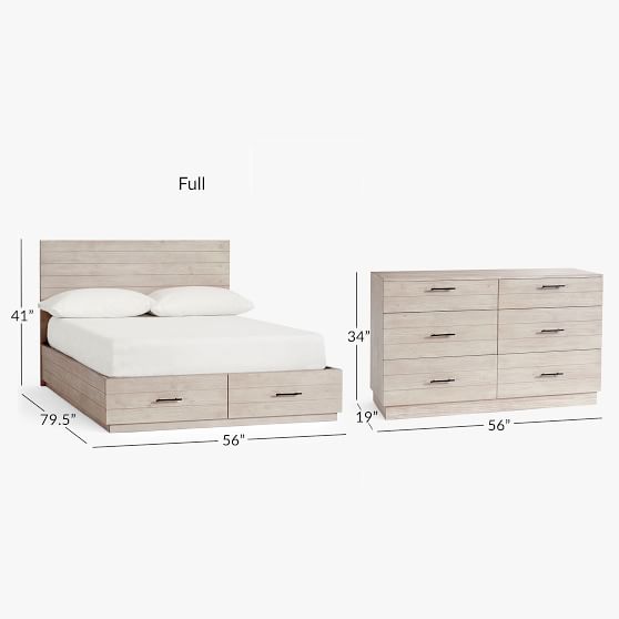 Modern Farmhouse Storage Bed & 6Drawer Dresser Teen Storage Beds