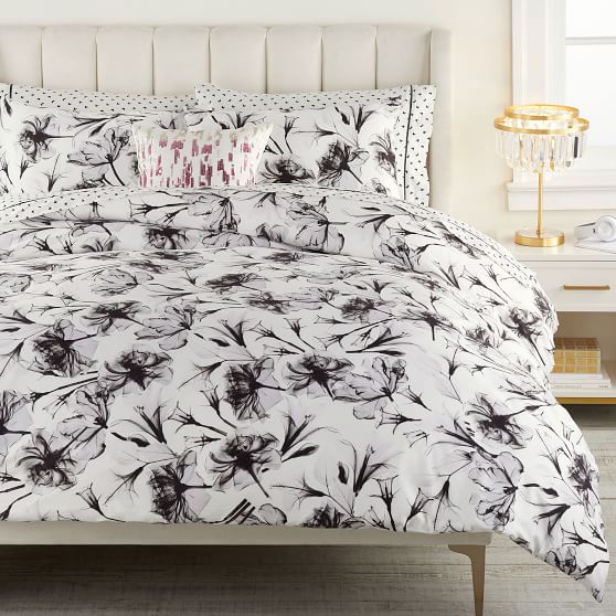 Monique Lhuillier Shadow Floral Sateen Duvet Cover Pottery Barn Teen