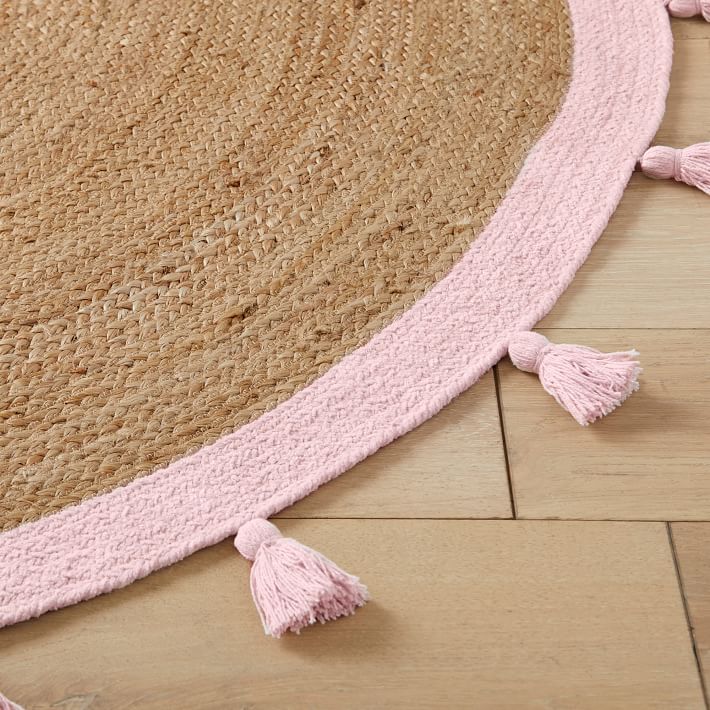 Chenille Jute Round Rug Blush Pottery Barn Teen